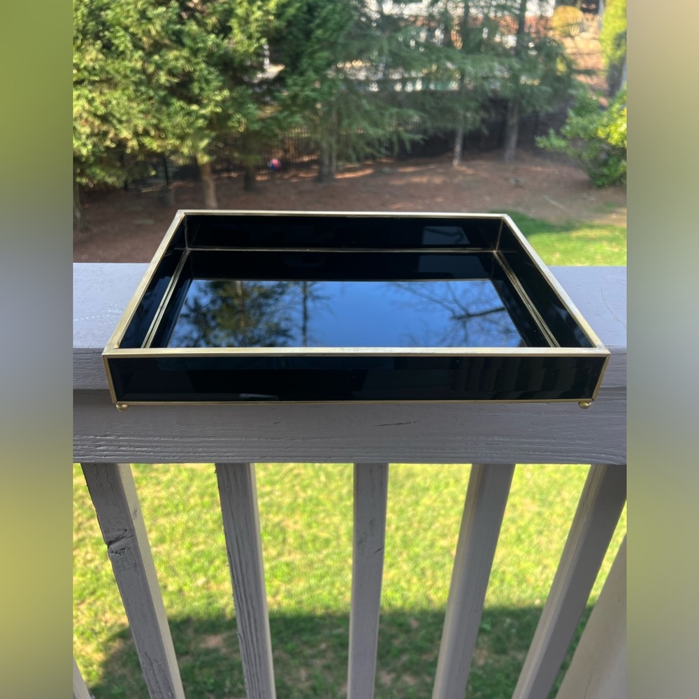 Beveled Black Glass Tray